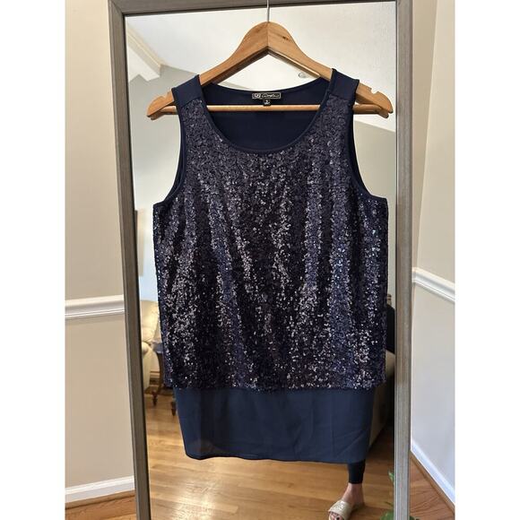 Ladies Sequined Sleeveless Top Diane Gilman DG2 size Small /Purple - Picture 3 of 6